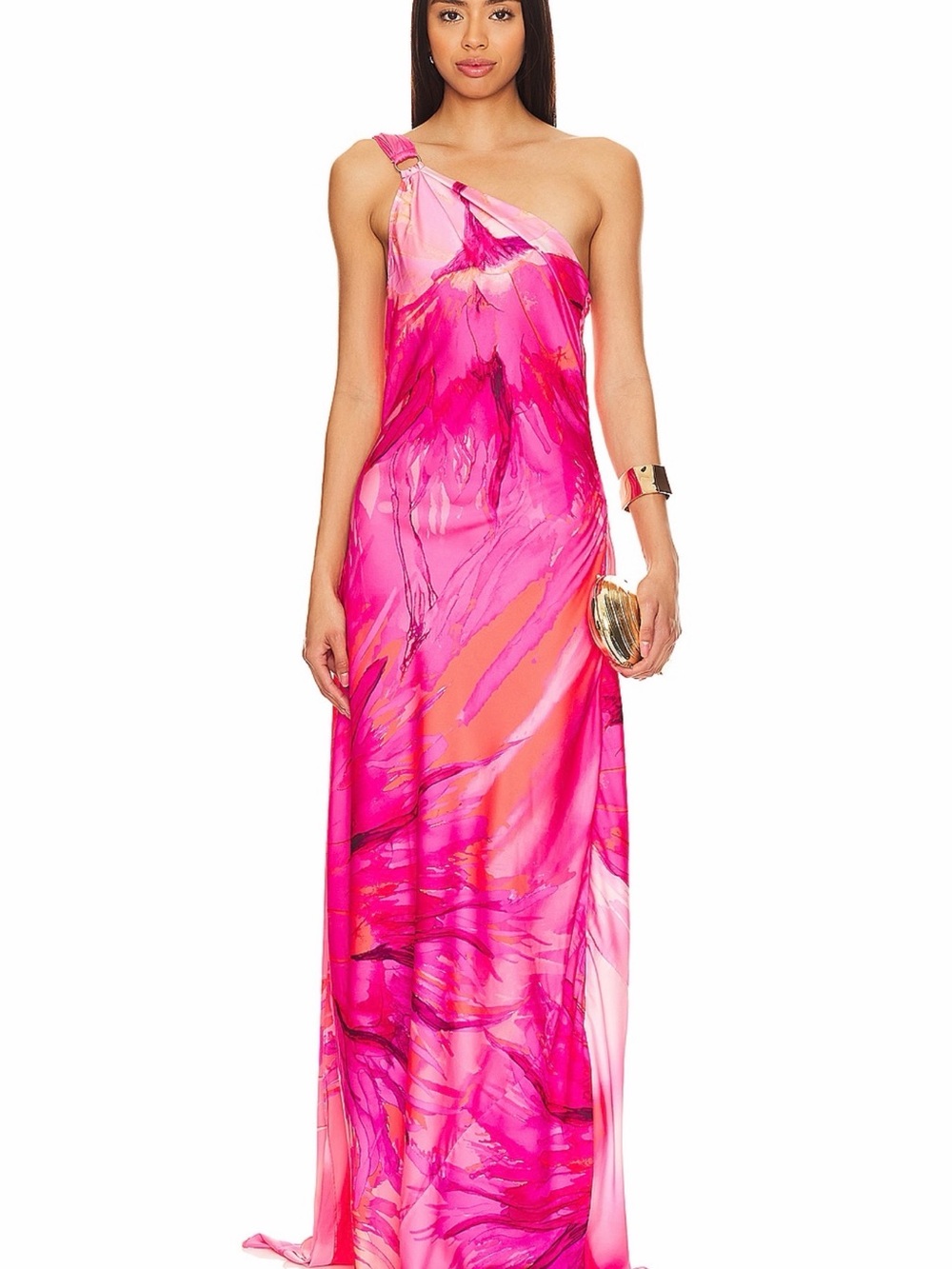 HEMANT & NANDITA Anita One-Shoulder Maxi Dress in Pink